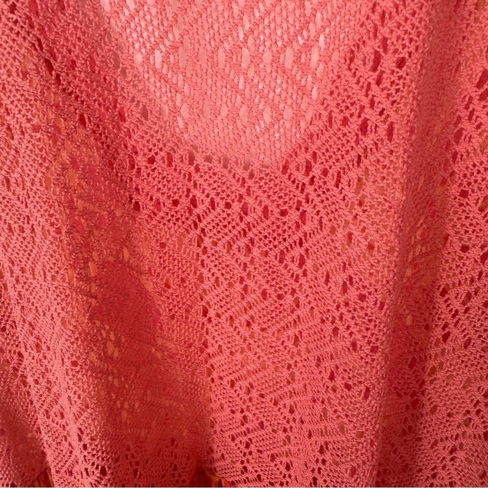 Free People Tiers For You Floral Maxi Dress Orange & Pink Crochet Medium Flowy - Picture 8 of 11